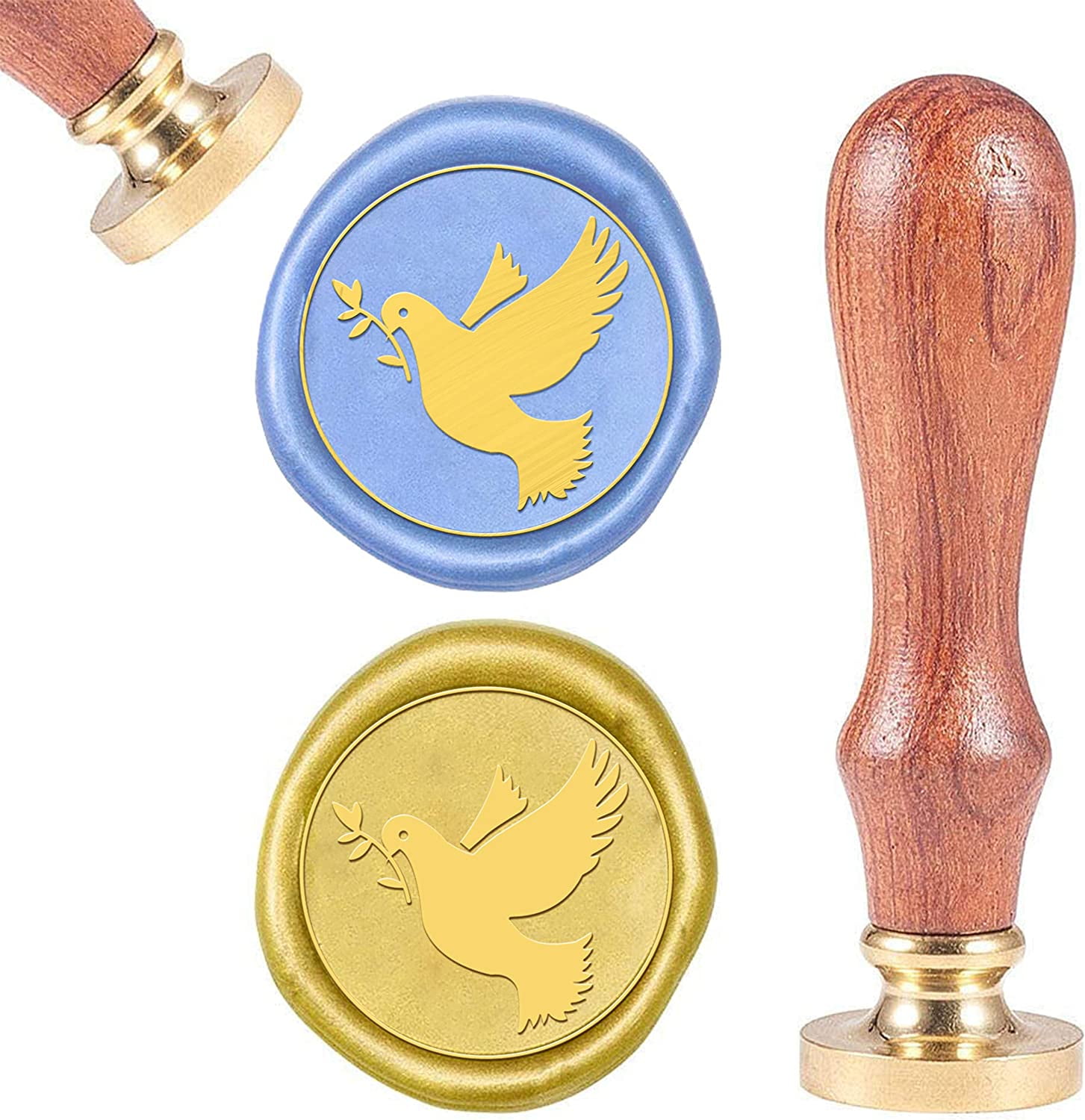 1PC Brass Sealing Wax Seal Stamp Removable Wood Handle Crown Heart Vintage  25mm for Halloween 