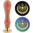 thumbnail image 1 of 1PC Brass Sealing Wax Seal Stamp Removable Wood Handle Butterfly Star Moon 30mm for Envelopes, 1 of 8