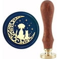 thumbnail image 1 of 1PC Brass Sealing Wax Seal Stamp Removable Wood Handle Dog Moon Pattern 30mm, 1 of 8