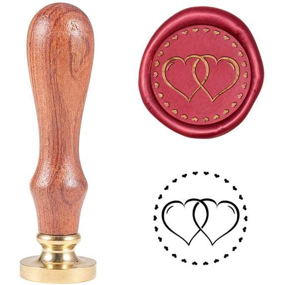1PC Brass Sealing Wax Seal Stamp Removable Wood Handle Heart 25mm for Envelopes
