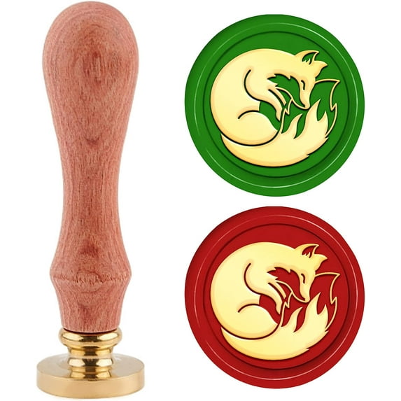 1PC Brass Sealing Wax Seal Stamp Removable Wooden Handle 30mm Fox Animal Retro for Envelopes