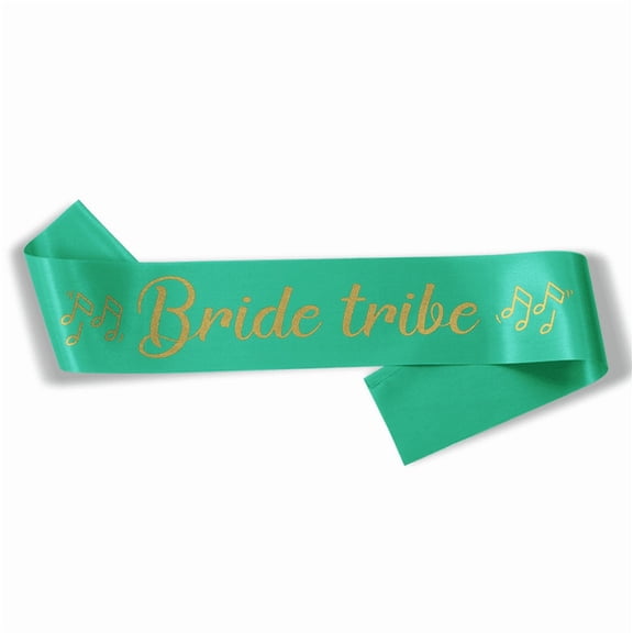 1PC Bride Tribe Sash Emerald Green Satin Sash Gold Foil Music Note Print Wedding Bridal Shower Bachelorette Shoulder Sash for Bridesmaids