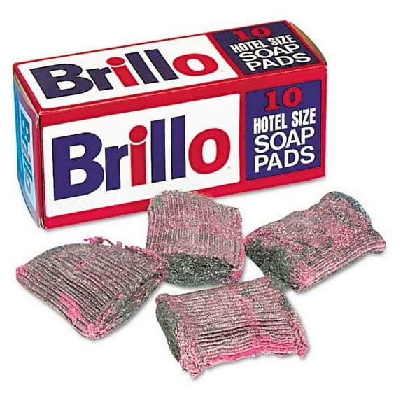 1PC Brillo Hotel Size Soap Pad, 4 x 4, Charcoal/Pink, 10/Box