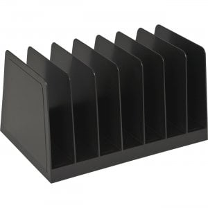 Black 7-Compartment Plastic Desk Sorter