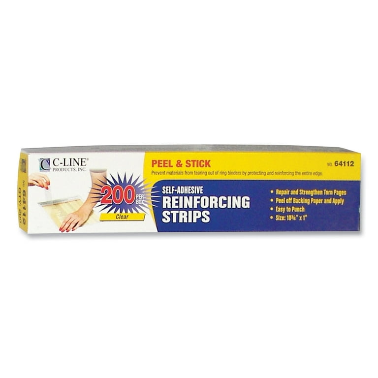 Self-Adhesive Reinforcing Strips, 1 x 10.75, Clear, 200/Box Self-Adhesive Reinforcing Strips, 1 x 10.75, Clear, 200/Box
