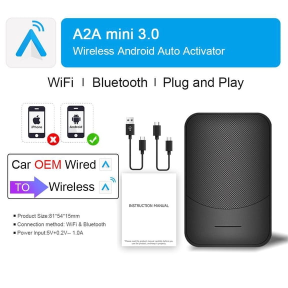 1PC C2Cmini3 Wired To Wireless Carplay Box Dual Channel Wireless Carplay+Wireless Android Auto Bluetooth Wifi