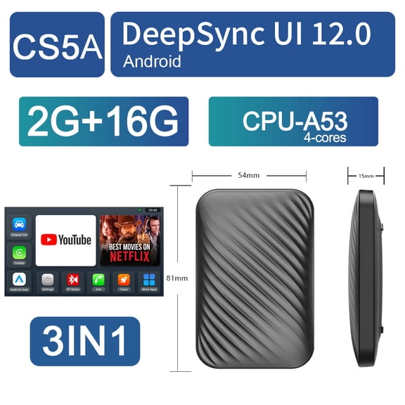 1PC CS5A Quad-core Carplay Box Compatible with Android Car 2+16G 4+64G Car-Phone Interconnection Android AI Box Android 12