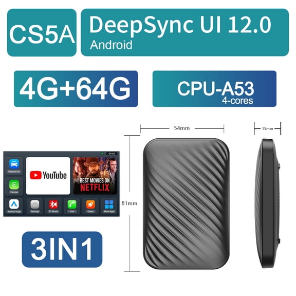 1PC CS5A Quad-core Carplay Box Compatible with Android Car 2+16G 4+64G Car-Phone Interconnection Android AI Box Android 12