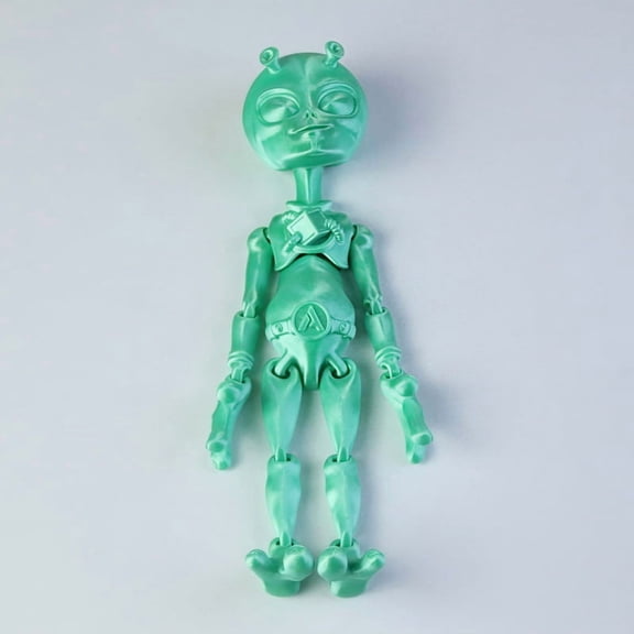 1PC CYAN 20.5CM 3D Printed Alien New Alien Figurine with Movable Joints, Creative Halloween Ornament