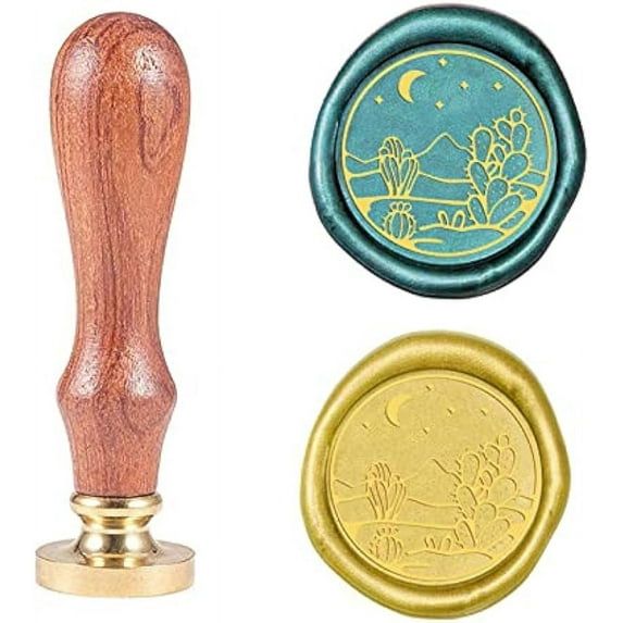 1PC Cactus Brass Sealing Wax Seal Stamp Wood Handle 83x22mm for Greeting Card Invitation