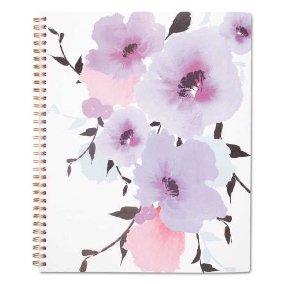 1PC Cambridge Mina Weekly/Monthly Planner, Main Floral Artwork, 11 x 8.5, White/Violet/Peach Cover, 12-Month (Jan to Dec): 2024