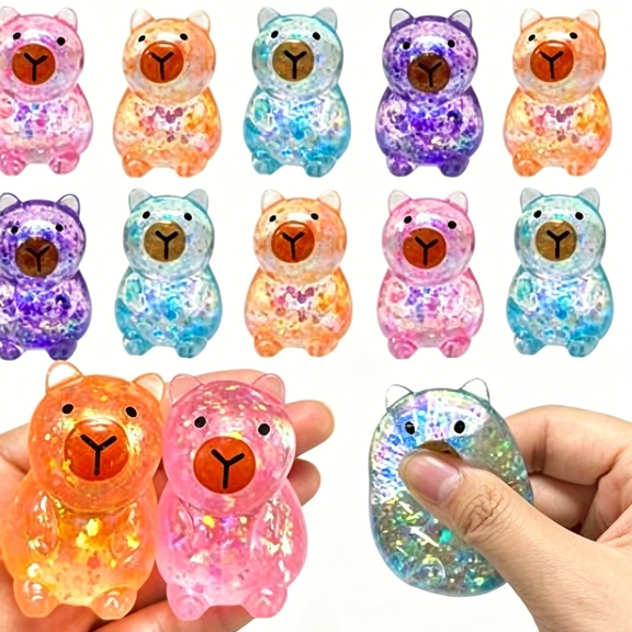 1PC Capybara Squishy Toy, Soft Slow Rising Capybara Squeeze Toy, Stress Relief Anxiety Relief Sensory Fidget Toy, Cute Capybara Pinch Toy, Desk Decor, Party Favor, Classroom Prize- Assorted Varieties