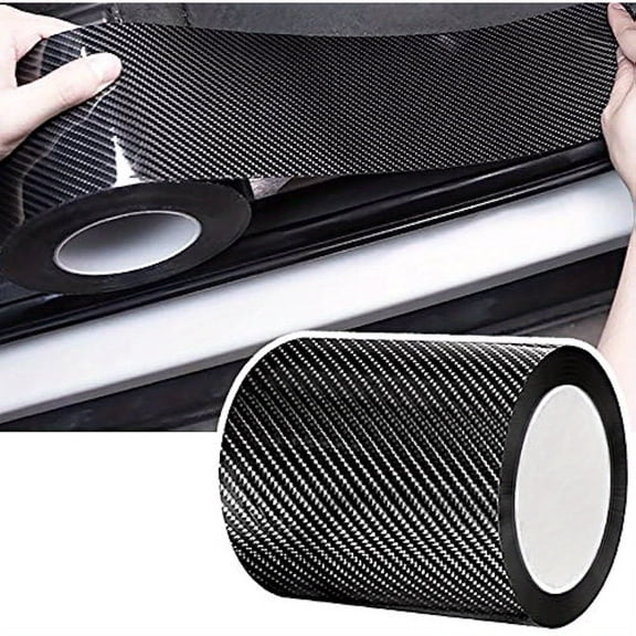 1PC Car Door Edge Guards Door Sill Protector 5D Carbon Fiber Car Wrap Film Vinyl Automotive Wrap Film Car Door Sill Protection Film Anti-Collision Fits for Most Car (4In x 33Ft, Black)