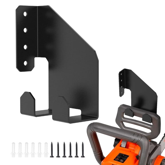 1PC Carbon Steel Chain Saw Suspension Bracket Heavy Duty High Strength Chainsaw Wall Hanger for Garage Shed or Workshop Space