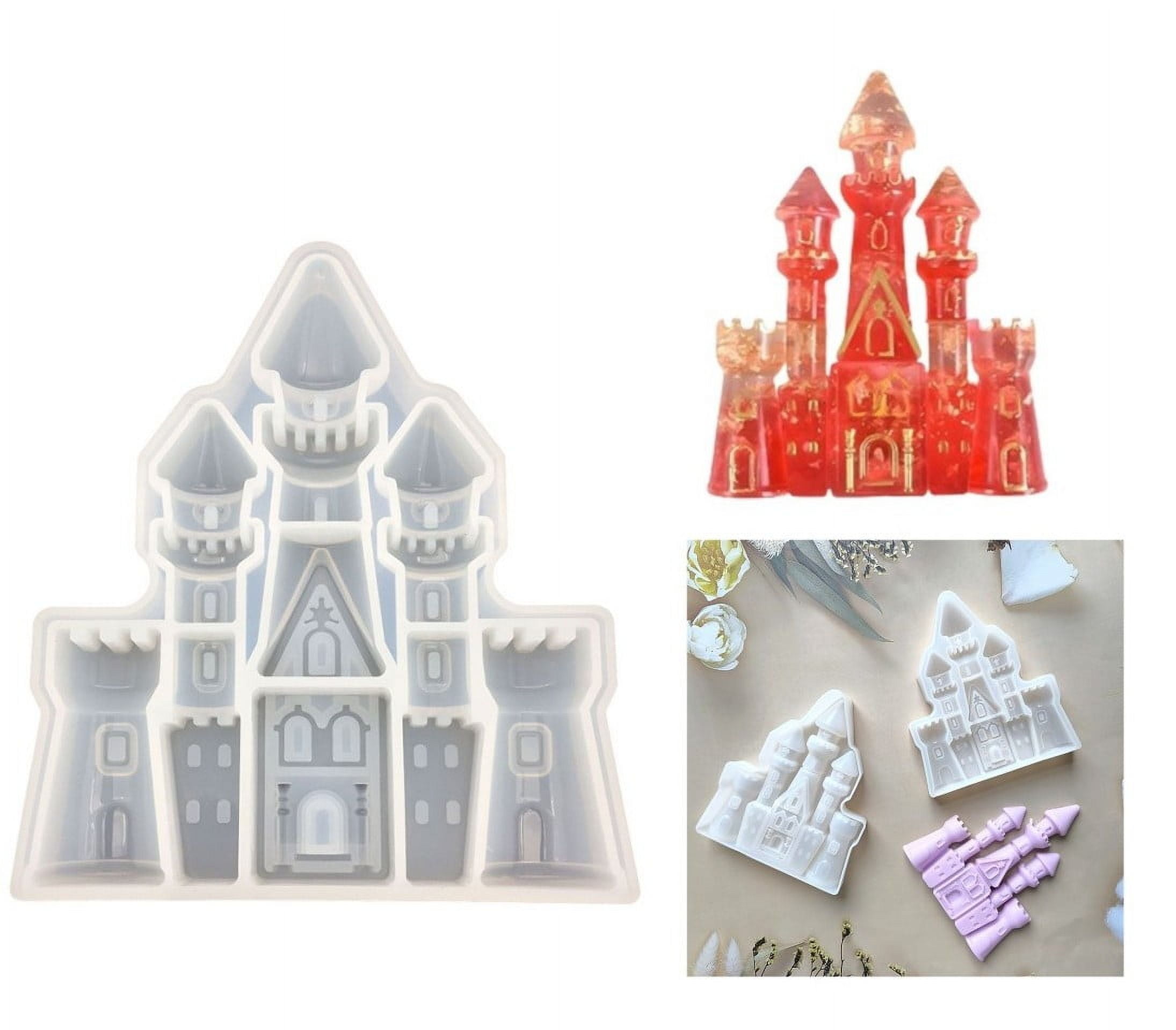 1PC Castle Shape Silicone Mold, Castle Design Silicone Resin Casting Mold for DIY Crafts, Jewelry Making, Home Decor, Durable, Reusable Epoxy Resin Mold for Epoxy Resin Art,Creation Tools