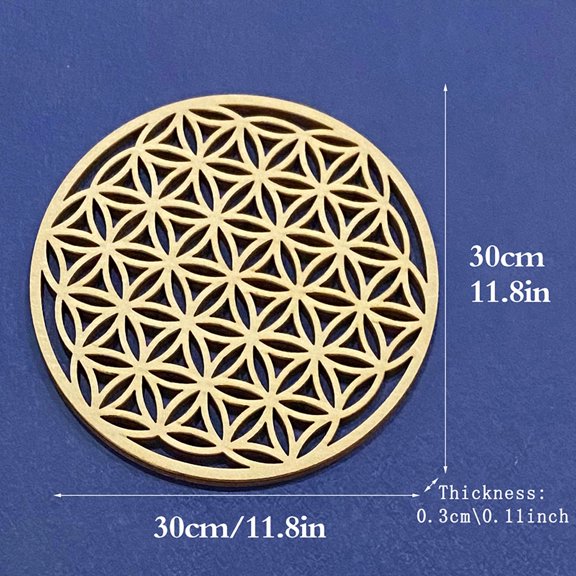 1PC Chakra Flower Of Life Natural Symbol Kinds Wood Round Edge Circles Carved Coaster For Stone Crystal Set DIY Decor