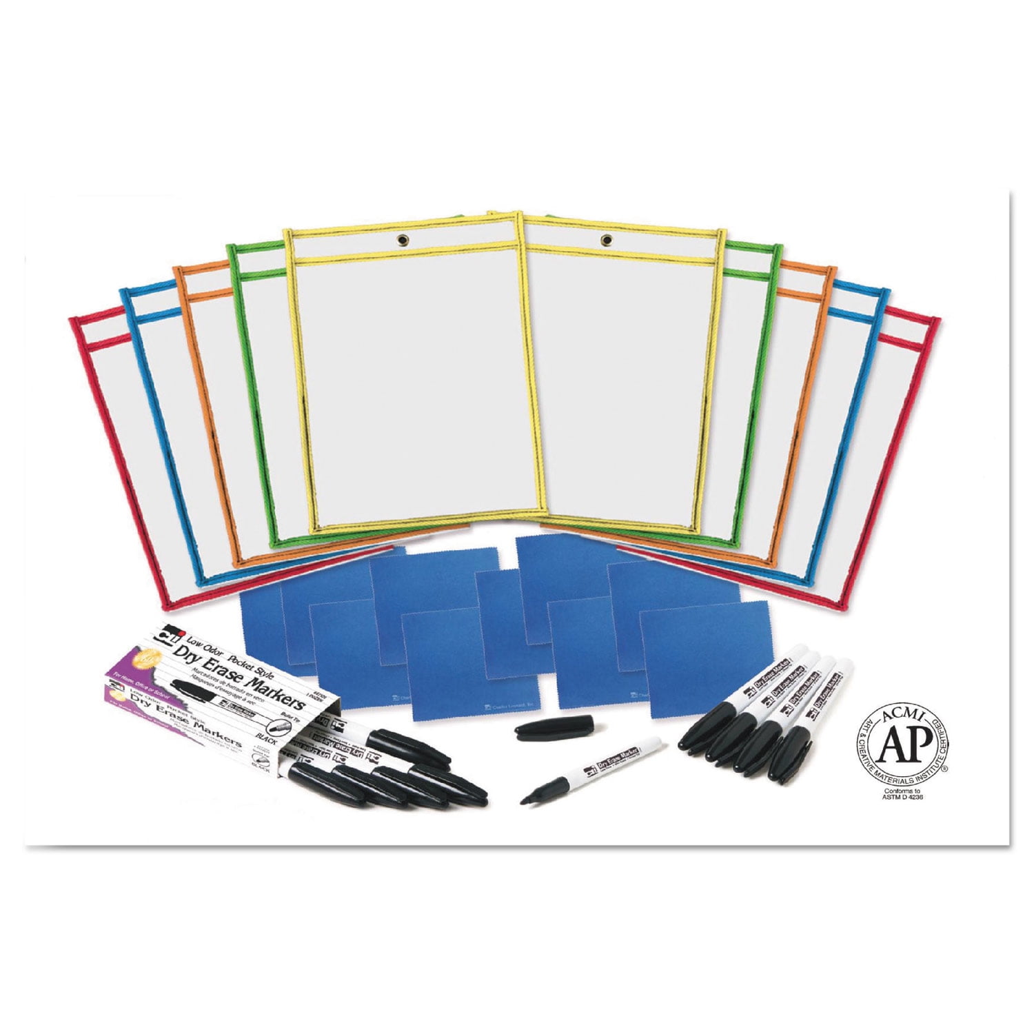 Dry Erase Pocket Class Pack, 10.5 x 1.5, Assorted Primary Colors, 10/Pack Dry Erase Pocket Class Pack, 10.5 x 1.5, Assorted Primary Colors, 10/Pack