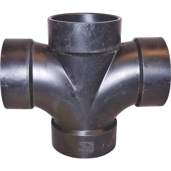 Charlotte Pipe ABS Sanitary Tee - Double Waste & Vent - 1 Piece, 3", Black
