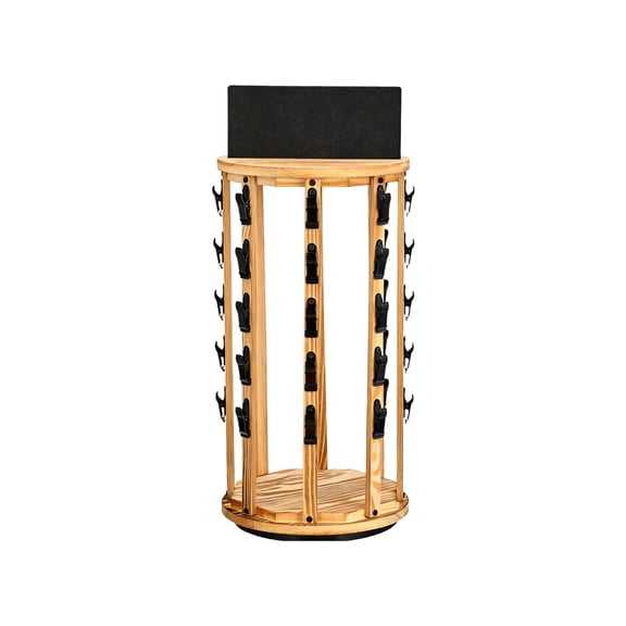 1PC Chip Stands Rotating Chip Rack Display Stand Wood Chips Bag Holders 5-Row 40Pcs Clips Retail Snack Display Wooden Base Candy Displays with Message Board for Countertop Party,18.11*7.87in