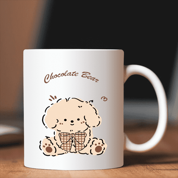 1PC Chocolate Bear Cute Poodle Coffee Mug, Ceramic Coffee Cups, Water Cups, Latte, Hot Tea, Porcelain Mug, Housewarming Gift for family and friends, Birthday Gifts, Holiday Gifts, Thanksgiving Gifts