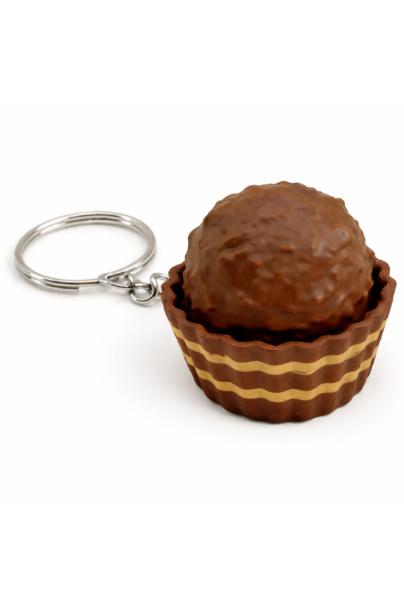 1PC Chocolate Keychain Set, Fidget Button Keychain with Gift Keyring in Plastic Ferrero Style, Cute Brown and Gold Chocolate
