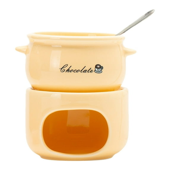 1PC Chocolate Melting Cup with Forks, Ceramic Personal Fondue Mugs for Cheese,Chocolate Fondue Mug Set, Portable and Easy To Use, for Candle Heating, Creative Dessert Tools