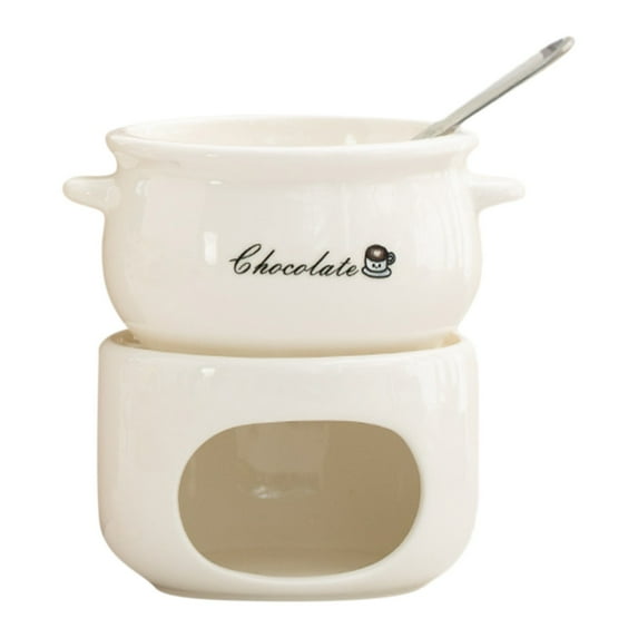 1PC Chocolate Melting Cup with Forks, Ceramic Personal Fondue Mugs for Cheese,Chocolate Fondue Mug Set, Portable and Easy To Use, for Candle Heating, Creative Dessert Tools