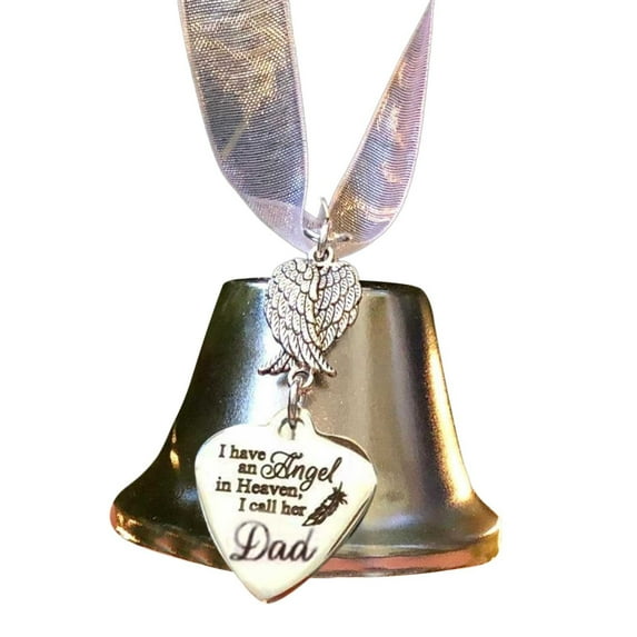 1PC Christmas Angel Wing Bell Memorial Ornament - Metal, Hanging, Rings Sound, for Commemorating Loved Ones, Tree/Home Decor