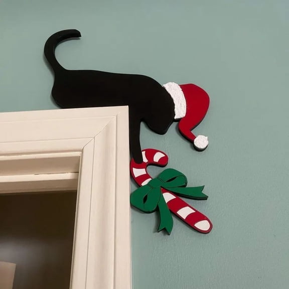 1PC Christmas Door Frame Decoration,Snowman Santa Front Door Corner Sign Decor Home Wooden Door Frame Ornament Party Table Decor Props Gift for Wall Window DIY Craft  