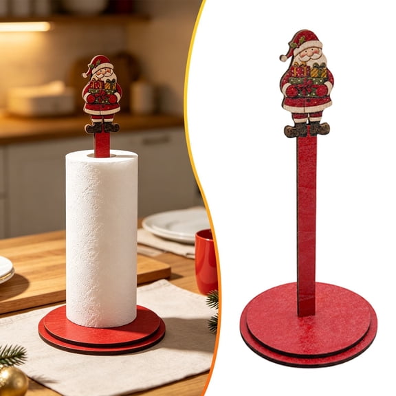 1PC Christmas Kitchen Decor, 11.02 x 5.12 in Santa Claus Countertop Paper Roll Stand for Holiday Kitchen and Dining Decor