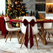 1PC Christmas Red Bow Chair Cover, with Decorative Backrest Straps, Holiday Decor for Dining Chairs, Parties, Gatherings, Durable Fabric, Easy to Install & Remove, Enhances Festive Vibe, 29.5*19.68in