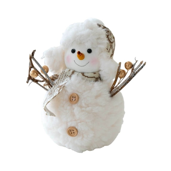 1PC Christmas Snowman Plush Ornaments Lovely Doll Tabletop Decorations for Kitchen Home Holiday Party, Cute Xmas Snowman Decor for Tree Mantel Table Display
