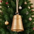 thumbnail image 1 of 1PC Christmas Vintage Gold Cow Bell,Hanging Vintage Brass Antique Lucky Rustic Crafts Bell with Jute Rope for Christmas Tree Staircase Fireplace Holiday Decor, 1 of 5