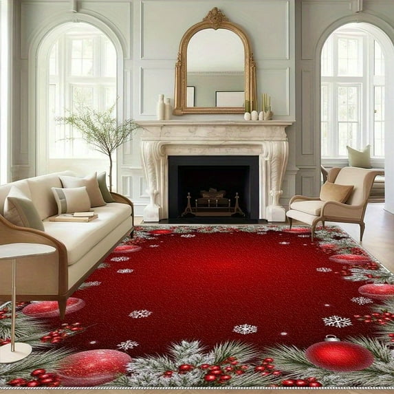 1PC Christmas-themed Regional Carpet Local Carpet, Lightweight Washable Easy-to-Manage Carpet Mat Festival Gift, Suitable for Living Room, Bedroom, Dining Room, Office, Balcony, Room Accessones