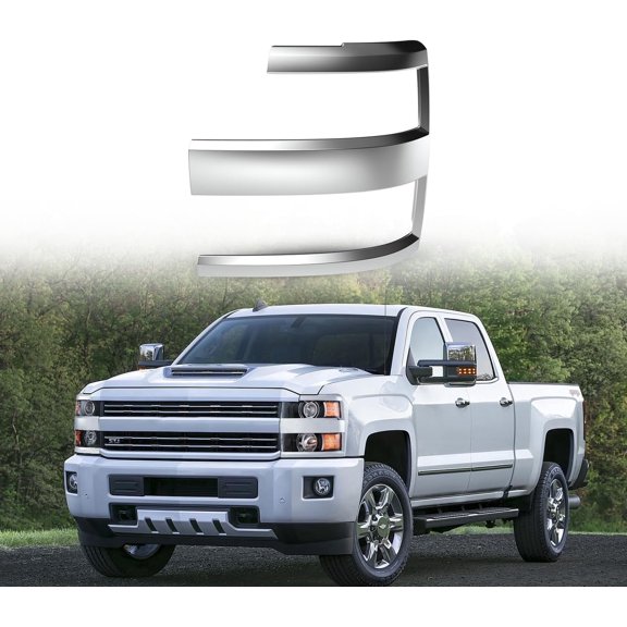 1PC Chrome Headlight Trim Bezel Compatible with 2015 2016 2017 2018 2019 Chevy Silverado 2500 HD/ 3500 HD,Only Left Driver Side