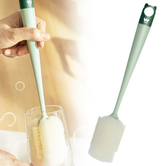 1PC Cleaning Brush - Plastic Long Handle Cup Feeding Bottle Scrubber Cleaning Brushes With Soft Foam Sponge for Coffee Glasses Pot Milk Cup Winebottle Baby Bottles