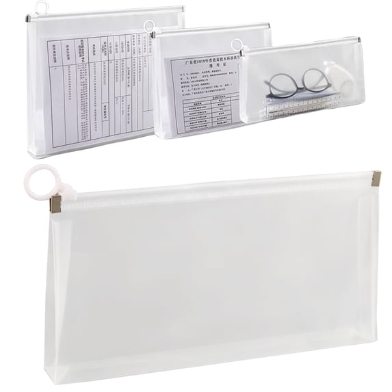 1PC Clear Plastic Zipper Cash Envelope Organizer, Multi-Purpose Pouch for Receipts, Coupons, Stamps & Index Card Storage