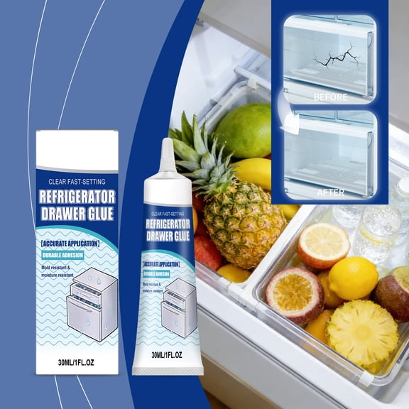 1PC Clear Refrigerator Drawer Glue, Fast-Setting Waterproof Adhesive for Fridge Repair, Plastic, Ceramics, and Crafts, 30ml/1 fl oz