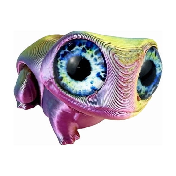 1PC Colorful 4.6CM 3D Printed Big-eyed Frog Animal Figurine, Exquisitely Printed Gecko Frog