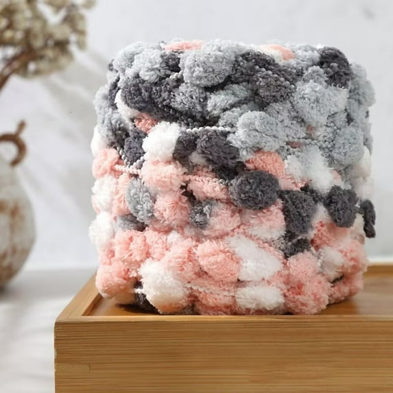 1PC Colorful Rainbow Ball Yarn Pom Pom Braided Yarn DIY Handmade Knitting Crochet Blanket Cushion Floor Mat Thread Sewing Line (D)