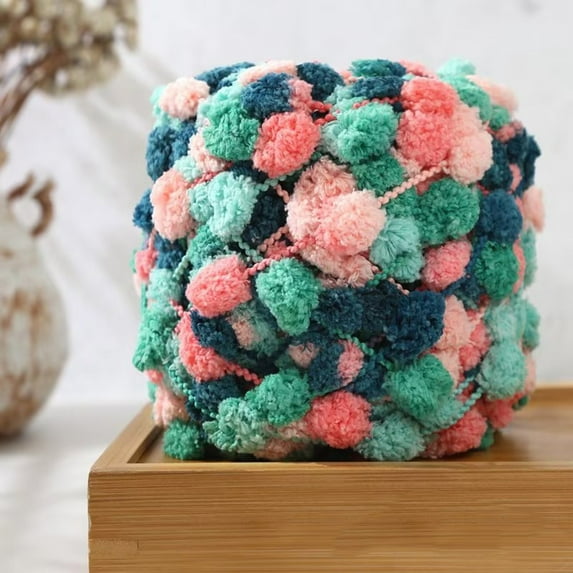 1PC Colorful Rainbow Ball Yarn Pom Pom Braided Yarn DIY Handmade Knitting Crochet Blanket Cushion Floor Mat Thread Sewing Line (F)
