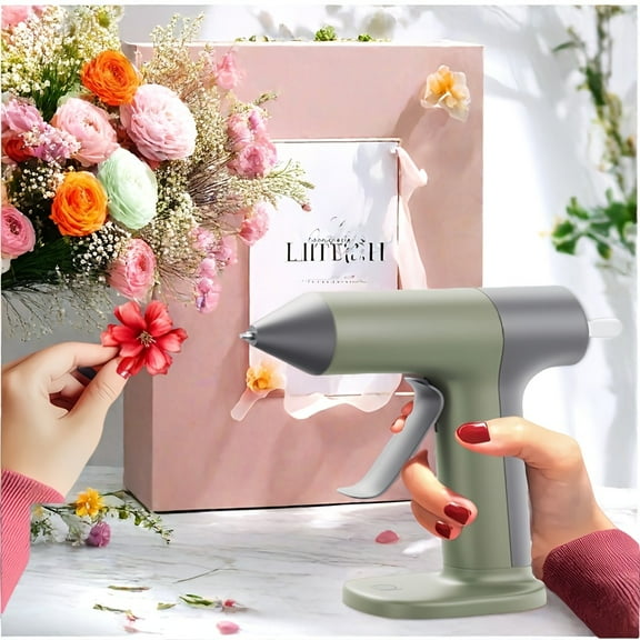 1PC Cordless Hot Glue Gun w/20 Colored Glue Sticks (4 Colors) - 30s Fast Preheat, USB-C Charging, Auto-Off & Anti-Drip, Dual-Power for DIY Crafts/Home Repairs