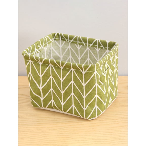 1PC Cotton and Hemp Storage Basket with Handheld Printed Tabletop, Miscellaneous Sorting Cabinet, Small Clothing, Fabric Storage