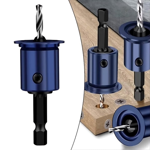 1PC Countersunk Drill Bit with Alloy Core Limiter, Countersink Drill Router Bit, Woodworking Tool for Drilling Pilot Holes in Wood