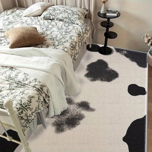 1PC Cow Pattern Area Rug Local Rug, Lightweight Washable Easy-to-Tidy Carpet Mat Festival Gift, Suitable for Living Room, Bedroom, Dining Room, Office, Balcony, Room Accessories