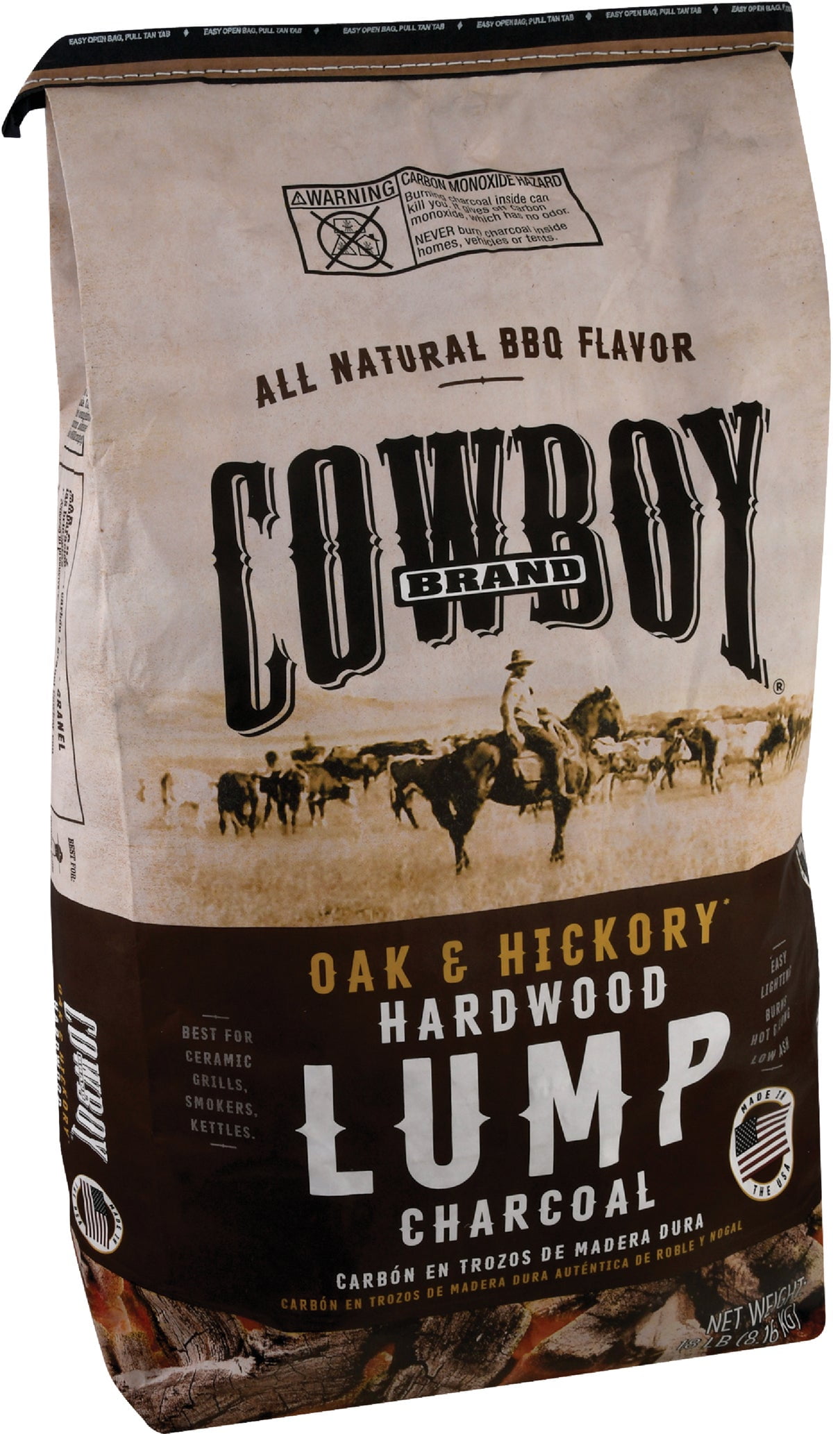 1PC Cowboy Natural Hardwood Lump Charcoal