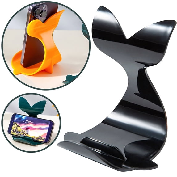 1PC Creative Cartoon Mobile Phone Holder Desktop Smartphone Cradles Portable Phone Stand for Home Office Travel Kitchen Bedside,Whale-Shaped Phone Stands,Anti-Slip Horizontal Vertical Viewing,Black