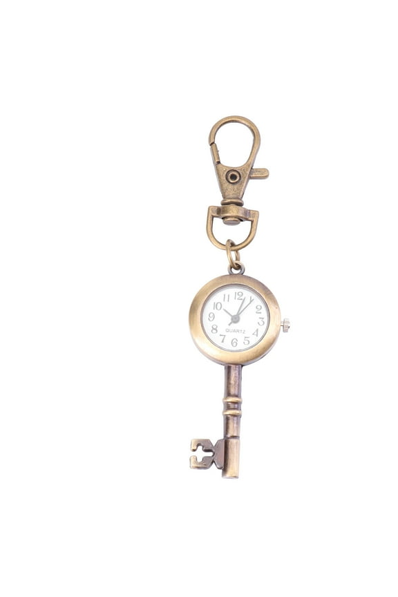 1PC Creative Key Watch Smooth Key Watch Retro Pocket Watch Novel Key Shape Watch with Keychain Portable Key Pocket Watch for Women Men Antique Brass