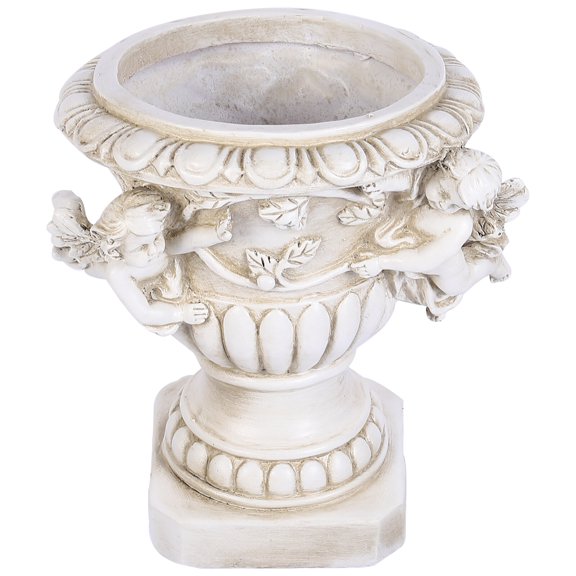 European Style Outdoor Flowerpot in Beige Resin - Garden Planter Ideal for Green Plants and Decorative Use