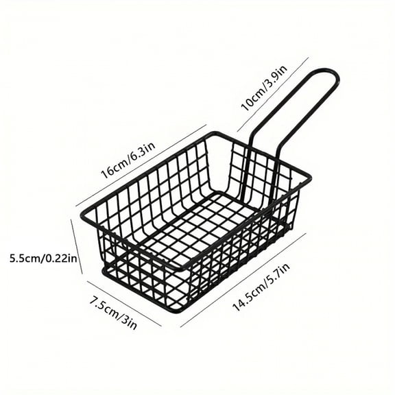 1PC Creative rectangular French fries basket Snack basket Fried food container with handle Western restaurant snack basket